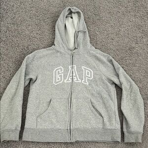 GAP Light Gray Zip-Up Hoodie, size S